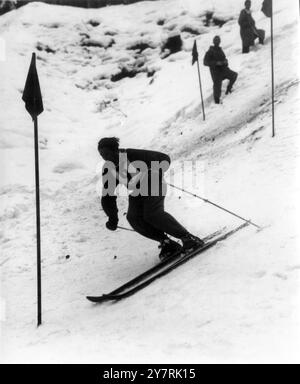 WIN FOR AUSTRIAN IN GARMISCH SLALOM EVENTGarmisch-Partenkirchen, Germany : Christl Pravda, the Austrian slalom racer, seen during the men's special slalom race during the Seventh International Winter Sports Competitions here, which he won. 20 January 1951 Stock Photo