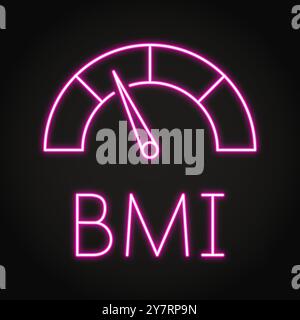 Body mass index neon icon. BMI symbol. Vector illustration. Stock Vector