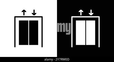 Elevator lift icon vector line logo mark or symbol set collection outline style Stock Vector