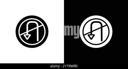 No U turn sign icon vector line logo mark or symbol set collection outline style Stock Vector