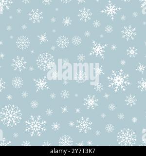 Christmas seamless pattern of different snowflakes. Vector illustration Stock Vector