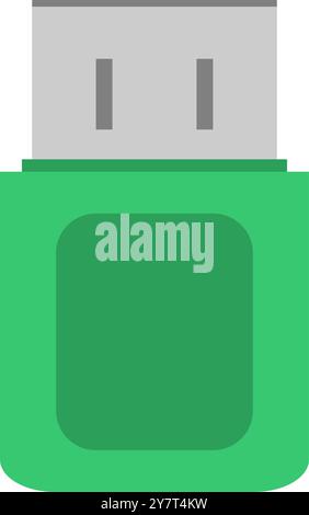 Green USB flash drive. Green USB flash drive icon. Stock Vector