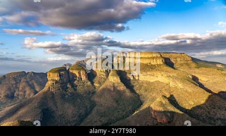 Three Rondavels, three round mountain tops with slightly pointed tops, very similar to the traditional round or oval African homesteads called rondave Stock Photo