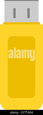 Yellow USB flash drive. Yellow USB flash drive icon. Stock Vector