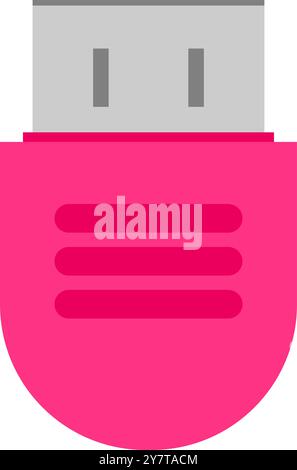 Pink USB flash drive. Pink USB flash drive icon. Stock Vector