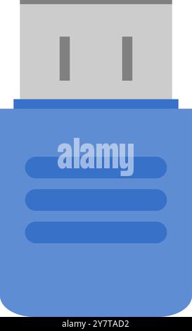 Blue USB flash drive. Blue USB flash drive icon. Stock Vector