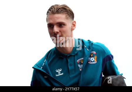 Coventry City's Jack Rudoni arrives at the ground ahead of the Sky Bet ...