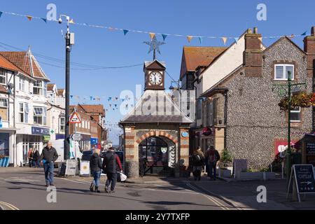 High Street scene in the seaside town and holiday resort of Sheringham Norfolk, on the north Norfolk coast, Norfolk UK Stock Photo