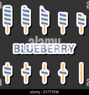 Big colorful set different forms natural dessert ice cream of consisting various ingredients, design ice cream various shape from menu organic nutriti Stock Vector