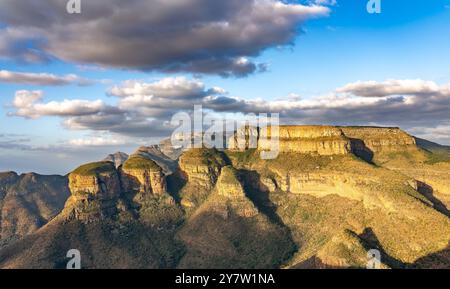 Three Rondavels, three round mountain tops with slightly pointed tops, very similar to the traditional round or oval African homesteads called rondave Stock Photo