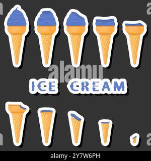 Big colorful set different forms natural dessert ice cream of consisting various ingredients, design ice cream various shape from menu organic nutriti Stock Vector