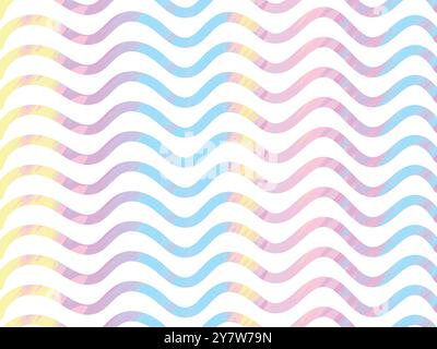 Abstract wavy lines in pastel rainbow colors on a white background. Concept of Abstract ocean, water, sea, waves, modern design, colorful patterns, ab Stock Vector