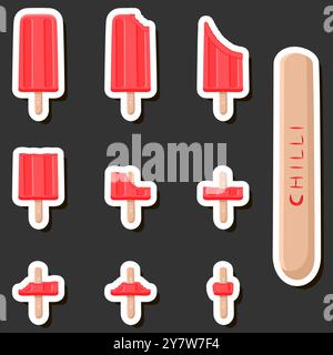 Big colorful set different forms natural dessert ice cream of consisting various ingredients, design ice cream various shape from menu organic nutriti Stock Vector