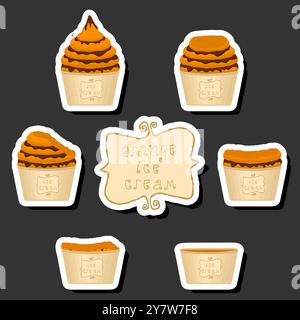 Big colorful set different forms natural dessert ice cream of consisting various ingredients, design ice cream various shape from menu organic nutriti Stock Vector