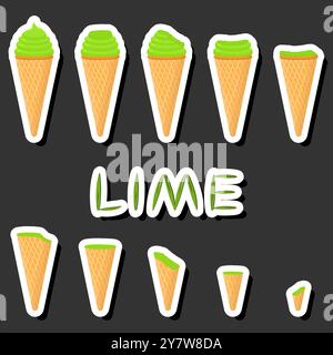 Big colorful set different forms natural dessert ice cream of consisting various ingredients, design ice cream various shape from menu organic nutriti Stock Vector