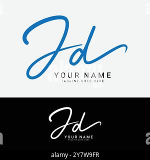 J, D, JD Initial letter logo. Alphabet JD Handwritten Signature logo Stock Vector