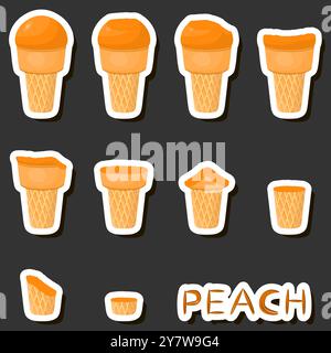 Big colorful set different forms natural dessert ice cream of consisting various ingredients, design ice cream various shape from menu organic nutriti Stock Vector
