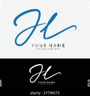 J, L, JL Initial letter logo. Alphabet JL Handwritten Signature logo Stock Vector