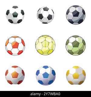 Football vector icons displaying a variety of designs for sport-related projects. Ideal for logos, recreation, and football competitions in both team Stock Vector