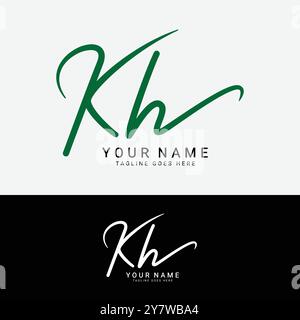 K, H, KH Initial letter logo. Alphabet KH Handwritten Signature logo Stock Vector