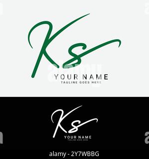 K, S, KS Initial letter logo. Alphabet KS Handwritten Signature logo Stock Vector