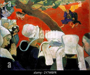 The Vision after the Sermon (Jacob wrestling with the Angel) 1888 (oil on canvas)  Artist Gauguin, Paul (1848-1903)   Location © National Gallery of Scotland, Edinburgh, Scotland   Eugène Henri Paul Gauguin (June 8, 1848 - May 9, 1903) was a leading Post-Impressionist painter. His bold experimentation with colouring led directly to the Synthetist style of modern art.  ©TopFoto Stock Photo