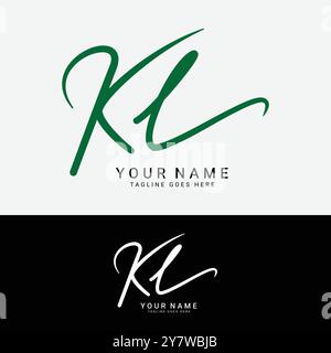 K, L, KL Initial letter logo. Alphabet KL Handwritten Signature logo Stock Vector