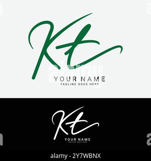 K, T, KT Initial letter logo. Alphabet KT Handwritten Signature logo Stock Vector