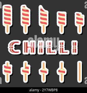 Big colorful set different forms natural dessert ice cream of consisting various ingredients, design ice cream various shape from menu organic nutriti Stock Vector