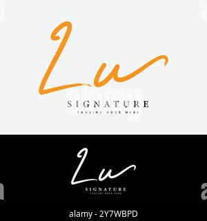 L, U, LU Initial letter logo. Alphabet LU Handwritten Signature logo Stock Vector