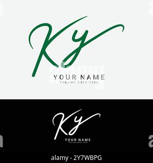 K, Y, KY Initial letter logo. Alphabet KY Handwritten Signature logo Stock Vector