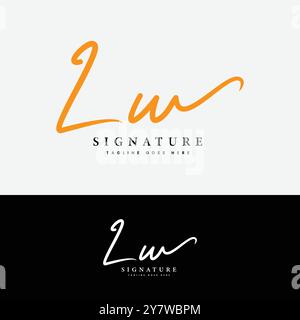 L, W, LW Initial letter logo. Alphabet LW Handwritten Signature logo Stock Vector