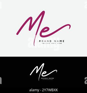 M, E, ME Initial letter logo. Alphabet ME Handwritten Signature logo Stock Vector