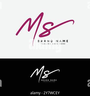 M, S, MS Initial letter logo. Alphabet MS Handwritten Signature logo Stock Vector