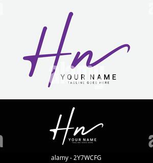 H, N, HN Initial letter logo. Alphabet HN Handwritten Signature logo Stock Vector