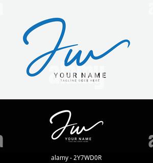J, W, JW Initial letter logo. Alphabet JW Handwritten Signature logo Stock Vector