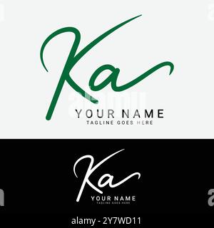 K, A, KA Initial letter logo. Alphabet KA Handwritten Signature logo Stock Vector