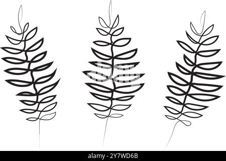 Continuous line botanical art. Stock Vector