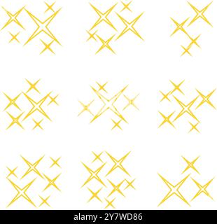 Yellow or gold stars sparkle icon vector collection Stock Vector