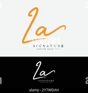 L, A, LA Initial letter logo. Alphabet LA Handwritten Signature logo Stock Vector