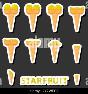 Big colorful set different forms natural dessert ice cream of consisting various ingredients, design ice cream various shape from menu organic nutriti Stock Vector