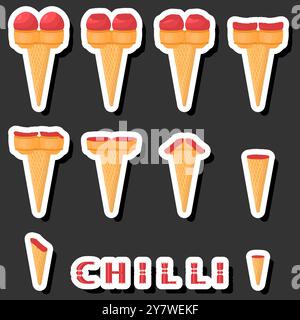 Big colorful set different forms natural dessert ice cream of consisting various ingredients, design ice cream various shape from menu organic nutriti Stock Vector