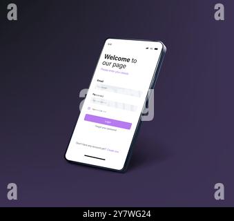 Smartphone UI app. Phone screens for shop application. Mobile interface with account login and shopping cart. Screenshots responsive website mockups. Stock Vector