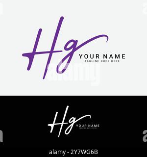 H, G, HG Initial letter logo. Alphabet HG Handwritten Signature logo Stock Vector