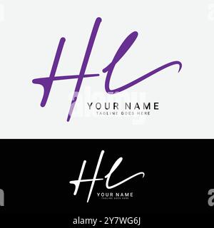 H, L, HL Initial letter logo. Alphabet HL Handwritten Signature logo Stock Vector