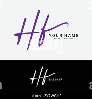 H, F, HF Initial letter logo. Alphabet HF Handwritten Signature logo Stock Vector