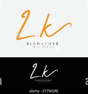 L, K, LK Initial letter logo. Alphabet LK Handwritten Signature logo Stock Vector