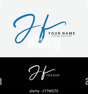J, F, JF Initial letter logo. Alphabet JF Handwritten Signature logo Stock Vector