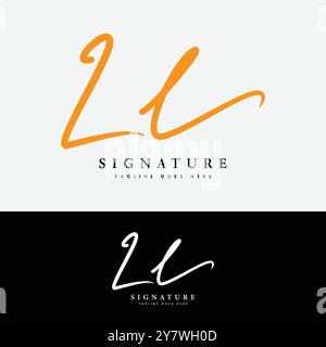 L, LL Initial letter logo. Alphabet LL Handwritten Signature logo Stock Vector