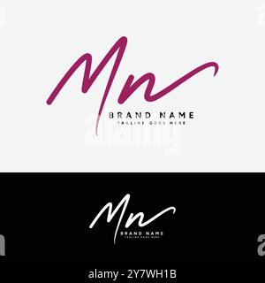 M, N, MN Initial letter logo. Alphabet MN Handwritten Signature logo Stock Vector